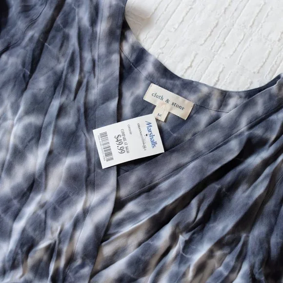 NEW Cloth & Stone Tie-Dyed Blue White Romper Medium - Picture 3 of 7